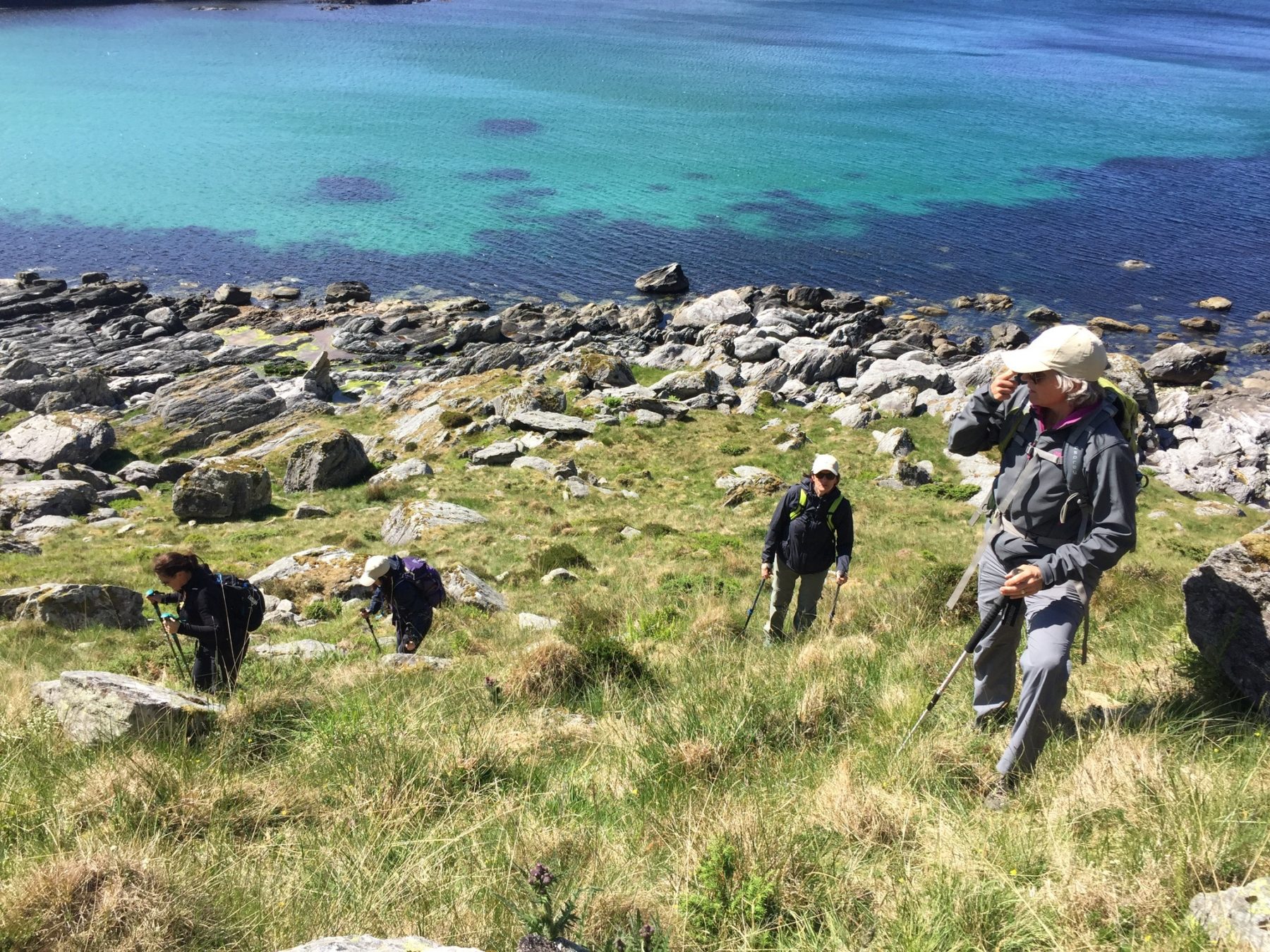 Norway - There was no real trail at first. We just scrambled up the hillside above the beach. Norway - There was no real trail at first. We just scrambled up the hillside above the beach.