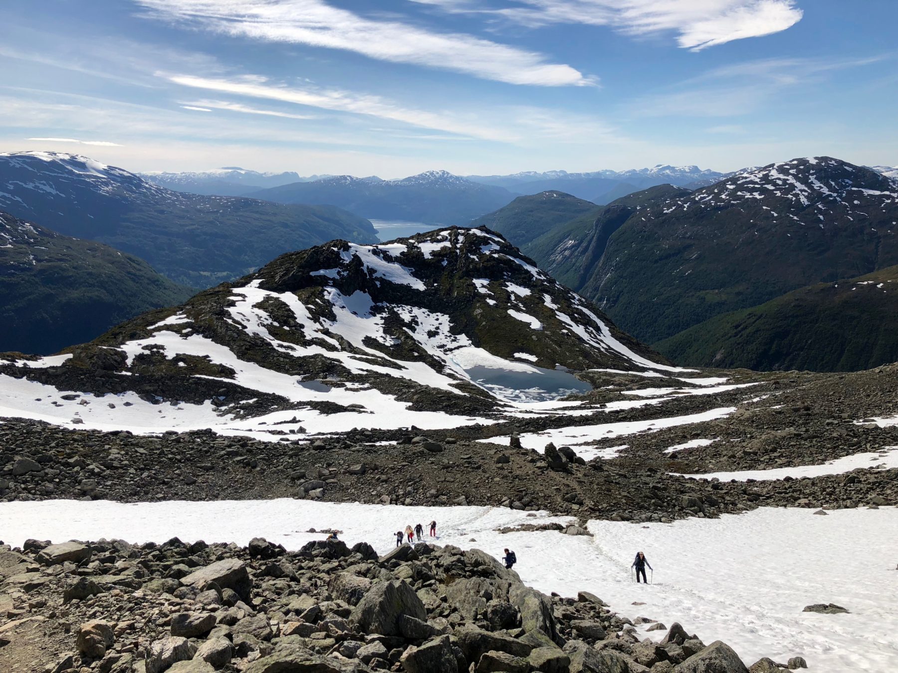Norway - We had the trail largely to ourselves, though we did encounter a few locals out trail running. One, who we nicknamed “supergirl” blitzed past us when we were just 20 minutes from the summit. We shouted encouragements to her and she tucked in and went for it, sailing by in her tank top and running shorts, her long sleeve shirt tied around her neck, floating like a cape. On her way back down, she thanked us. It had not been a PB she said, but she was pleased with her time, and off she went. The women’s record for the race: 1 hour, 20 minutes and 6 seconds.