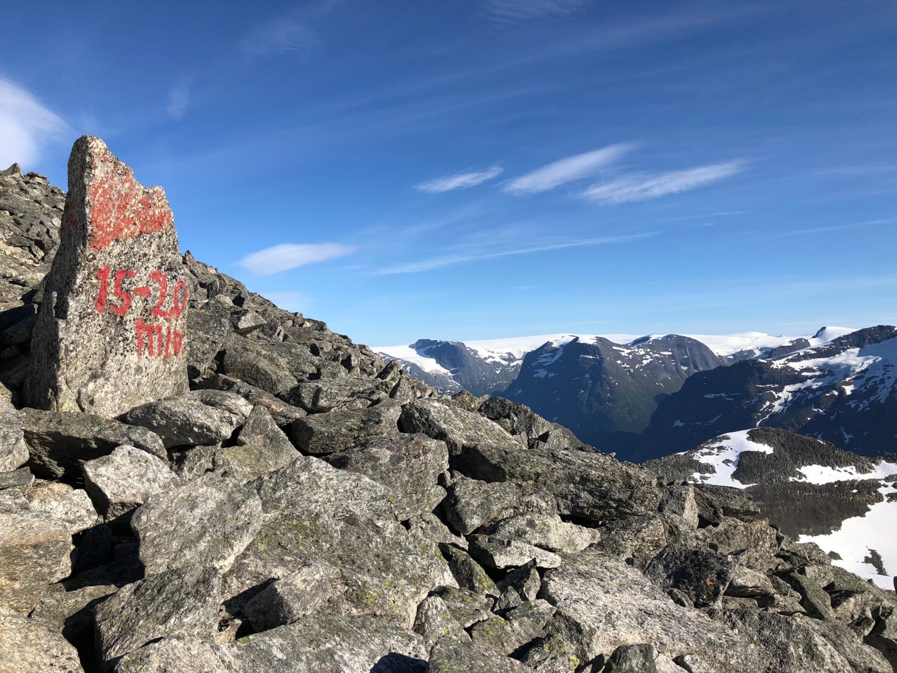 Norway - Seeing this trail sign when we had yet to see any sign of the summit gave us the boost we needed to reach the top.