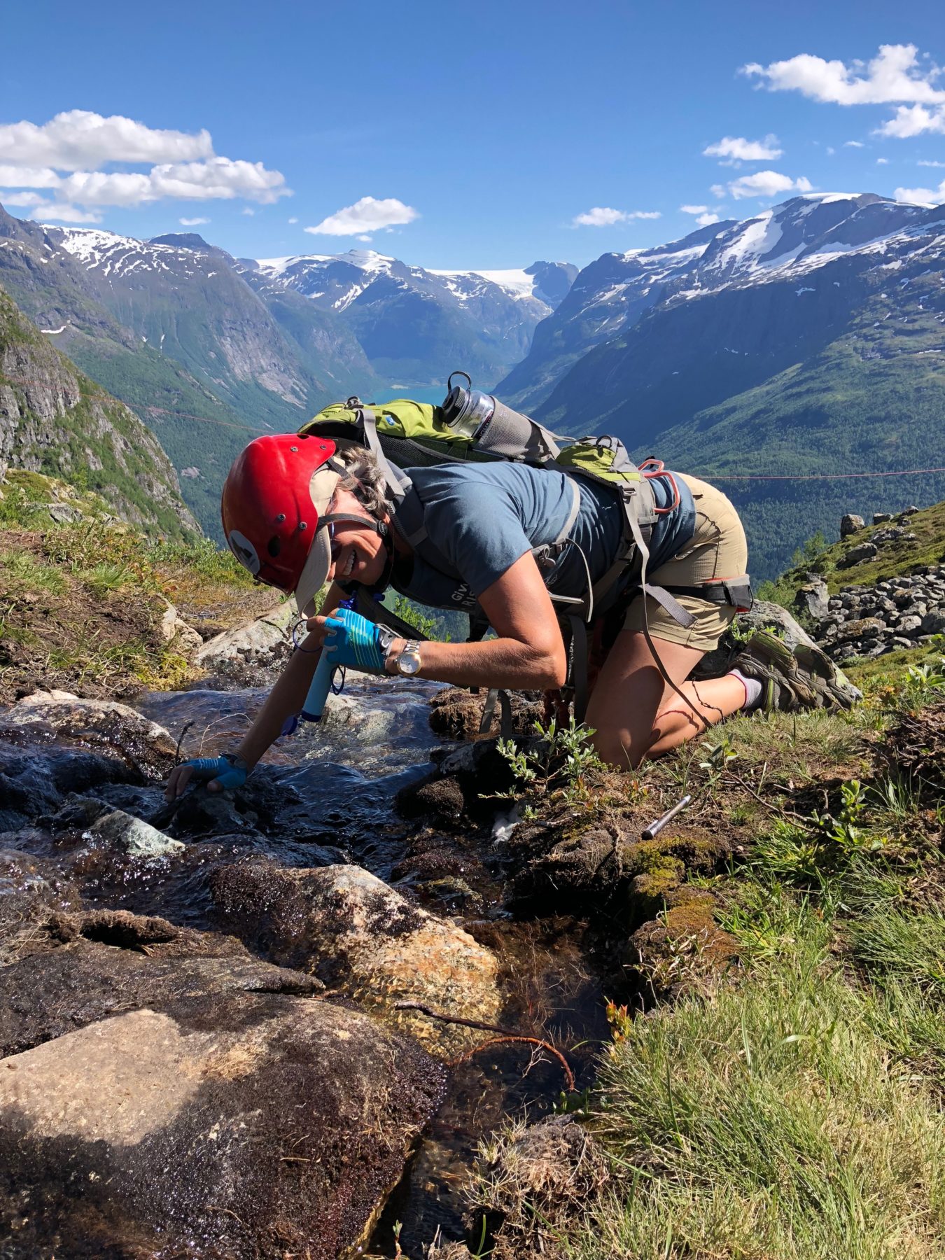 Norway - And now a short break to get the money shot with her LifeStraw for Helen’s friends in Houston. Norway - And now a short break to get the money shot with her LifeStraw for Helen’s friends in Houston.