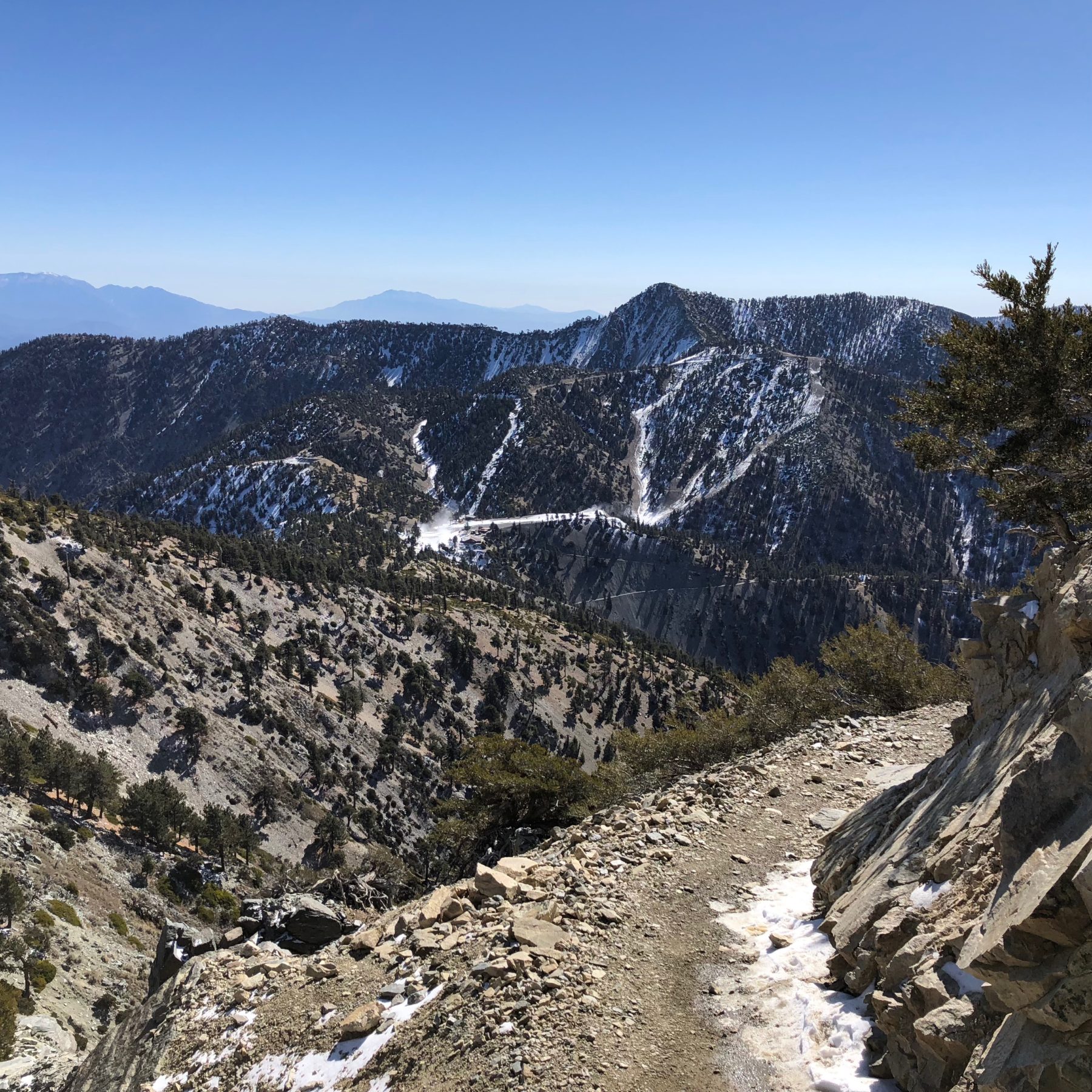 Malibu / Mt. Baldy - On our way to the Baldy summit, we hiked along this very exposed and narrow path cut into the rock face. Malibu / Mt. Baldy - On our way to the Baldy summit, we hiked along this very exposed and narrow path cut into the rock face.