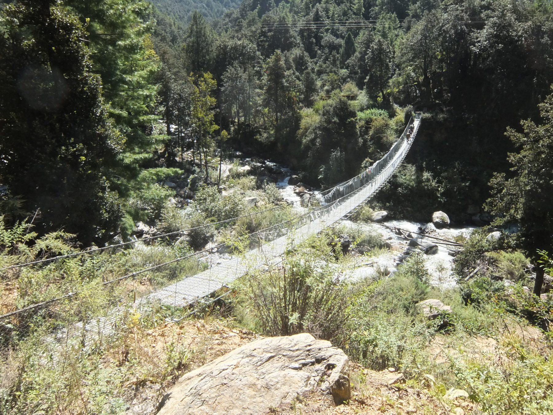 Bhutan Dagala Trek - Our 9 mile hike from Genekha to Gur starts off with this chain bridge. Bhutan Dagala Trek - Our 9 mile hike from Genekha to Gur starts off with this chain bridge.