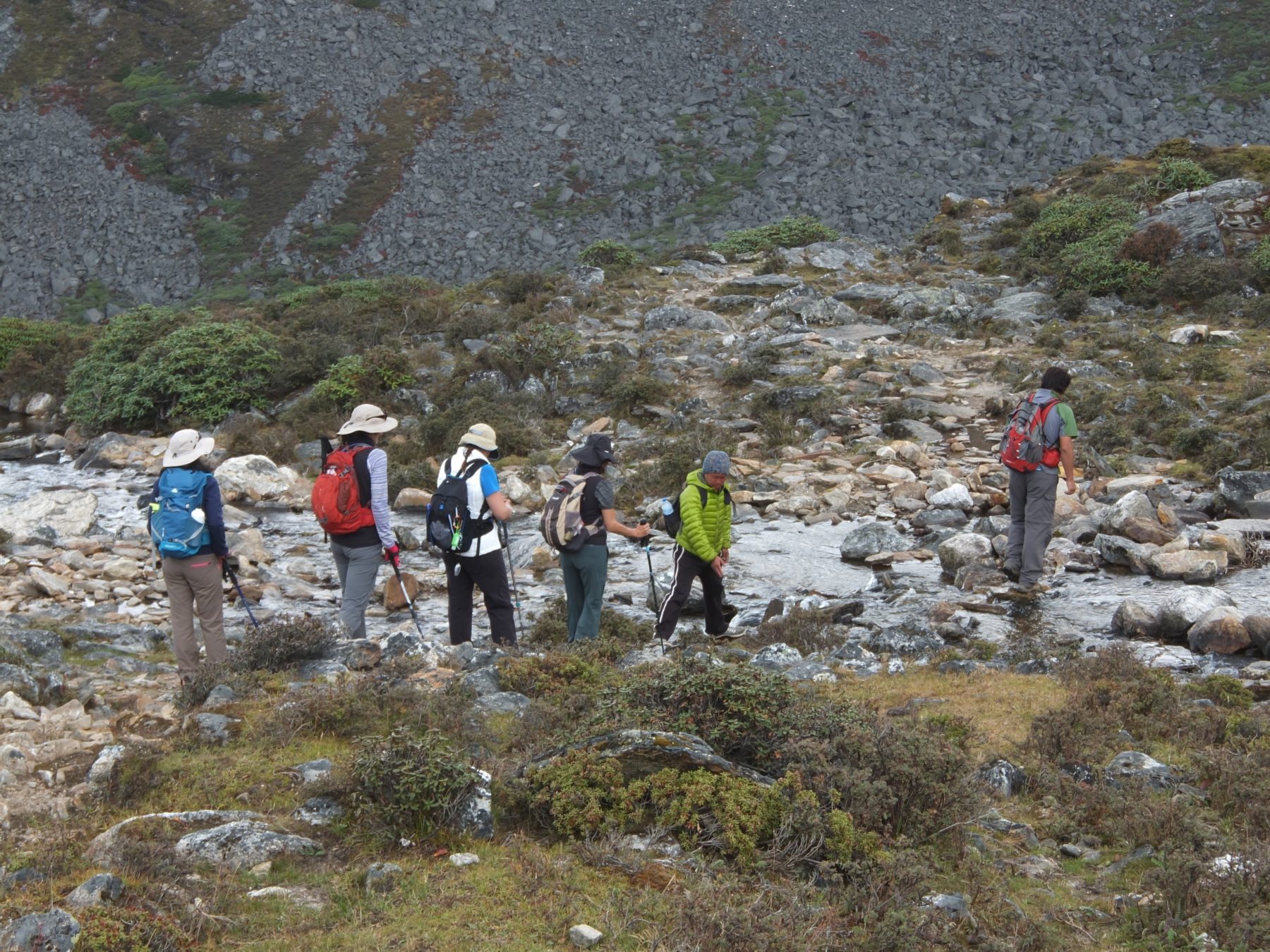 Bhutan Dagala Trek - At each river crossing, Tsheten paid homage to Dagala, the goddess of the mountains. Bhutan Dagala Trek - At each river crossing, Tsheten paid homage to Dagala, the goddess of the mountains.