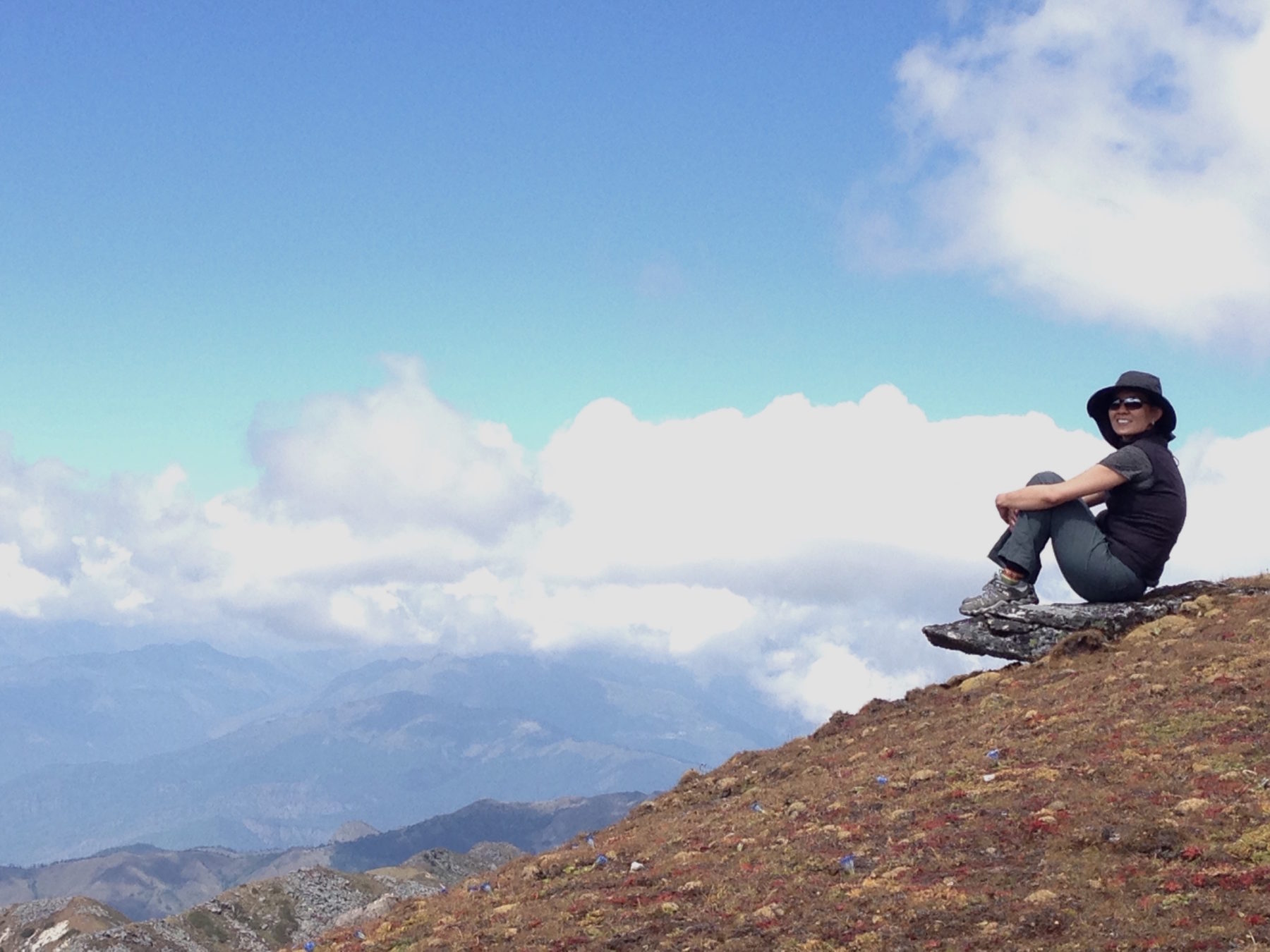 Bhutan Dagala Trek - Jenny at 14,920 ft! It feels like you’re floating on a cloud. Bhutan Dagala Trek - Jenny at 14,920 ft! It feels like you’re floating on a cloud.