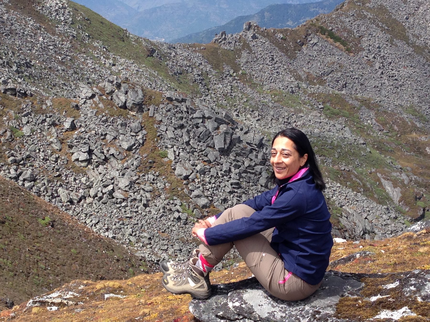 Bhutan Dagala Trek - Roopali taking a moment to enjoy the view from the summit. Bhutan Dagala Trek - Roopali taking a moment to enjoy the view from the summit.