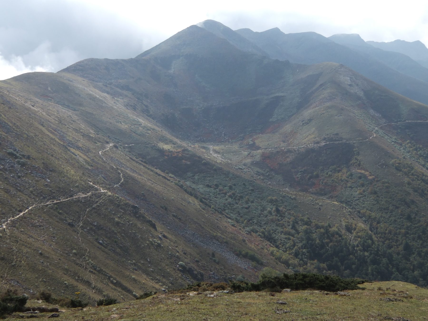 Bhutan Dagala Trek - Looking back on where we hiked across the Dagala mountain range. Bhutan Dagala Trek - Looking back on where we hiked across the Dagala mountain range.