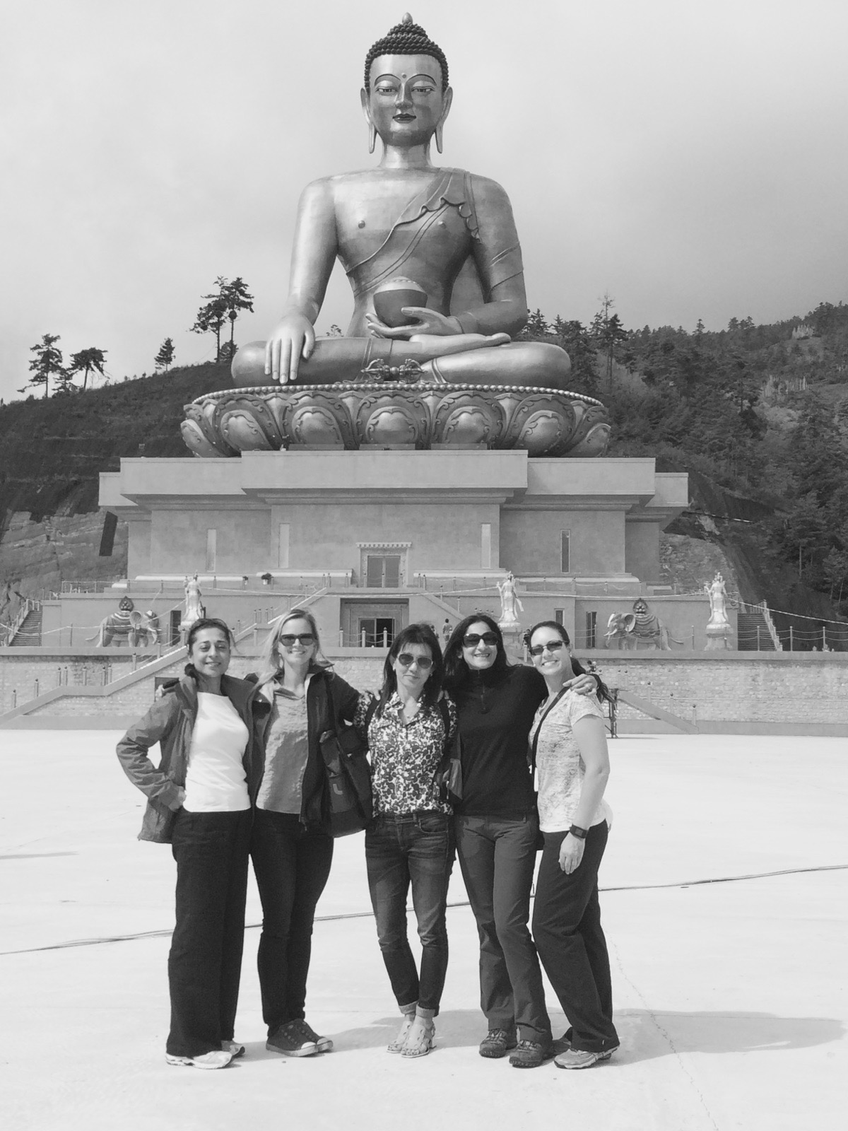 Bhutan Dagala Trek - This final picture of us in Bhutan in front of the Buddha Dordenma statue perfectly captures our mood: gratitude for the time spent, exhilaration for what we accomplished, and contentment for the peace we discovered in the mountains. Thank you Bhutan! Bhutan Dagala Trek - This final picture of us in Bhutan in front of the Buddha Dordenma statue perfectly captures our mood: gratitude for the time spent, exhilaration for what we accomplished, and contentment for the peace we discovered in the mountains. Thank you Bhutan!