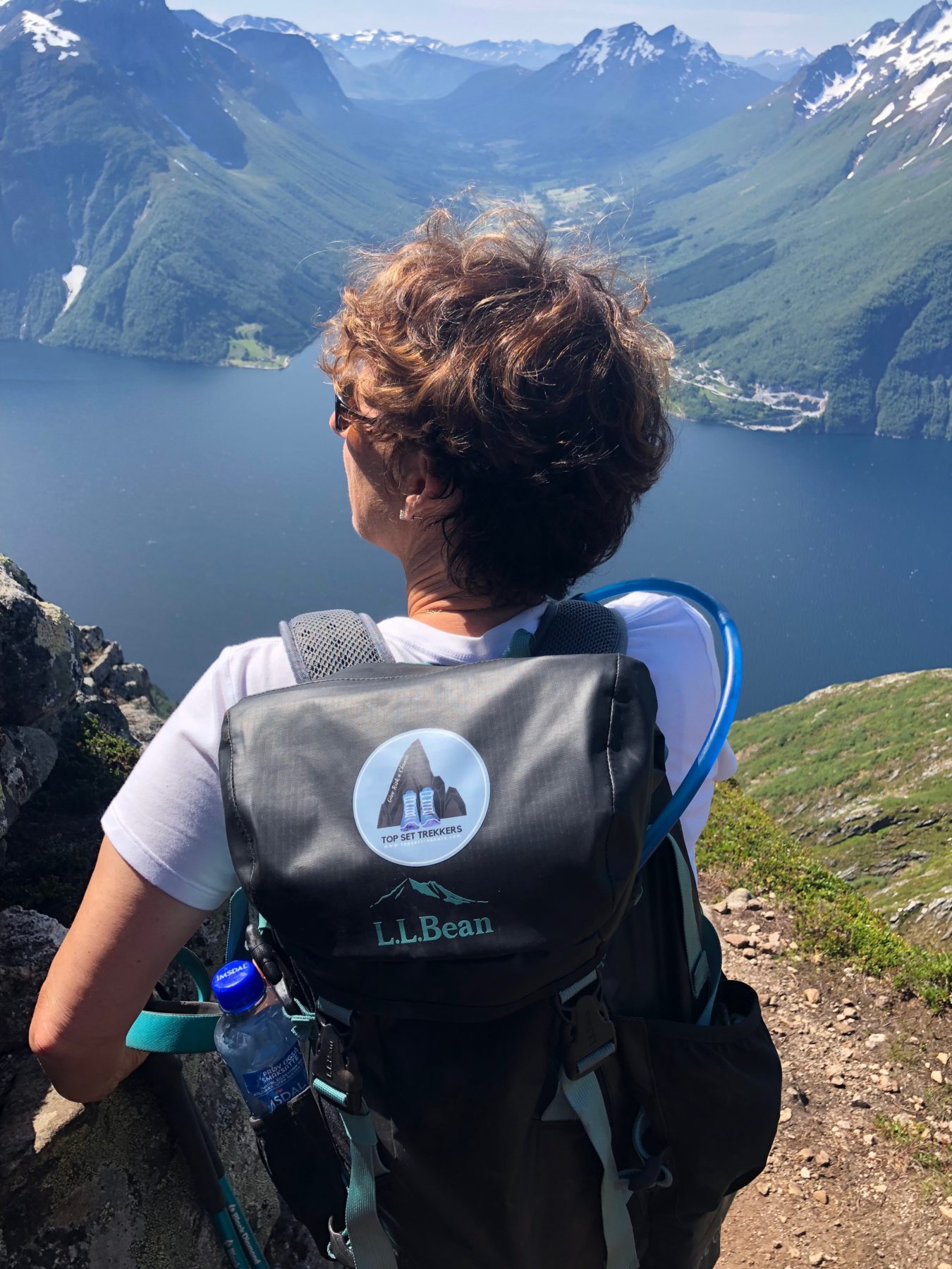Norway - Missy adorned her new waterproof L. L. Bean backpack with our snazzy Top Set Trekkers sticker (also waterproof.) Norway - Missy adorned her new waterproof L. L. Bean backpack with our snazzy Top Set Trekkers sticker (also waterproof.)