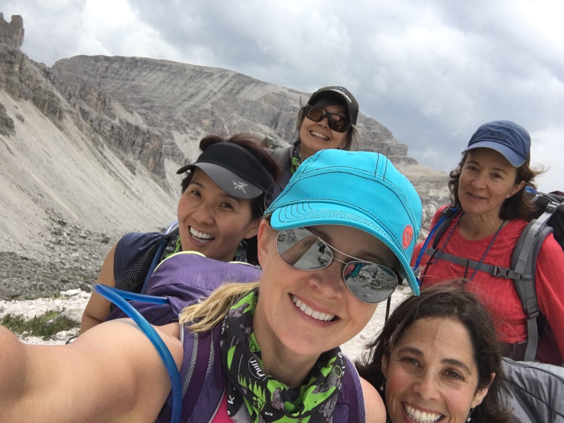 Dolomites, Italy - We warmed up on that scree stretch, but jackets and more were about to go back on… Dolomites, Italy - We warmed up on that scree stretch, but jackets and more were about to go back on…