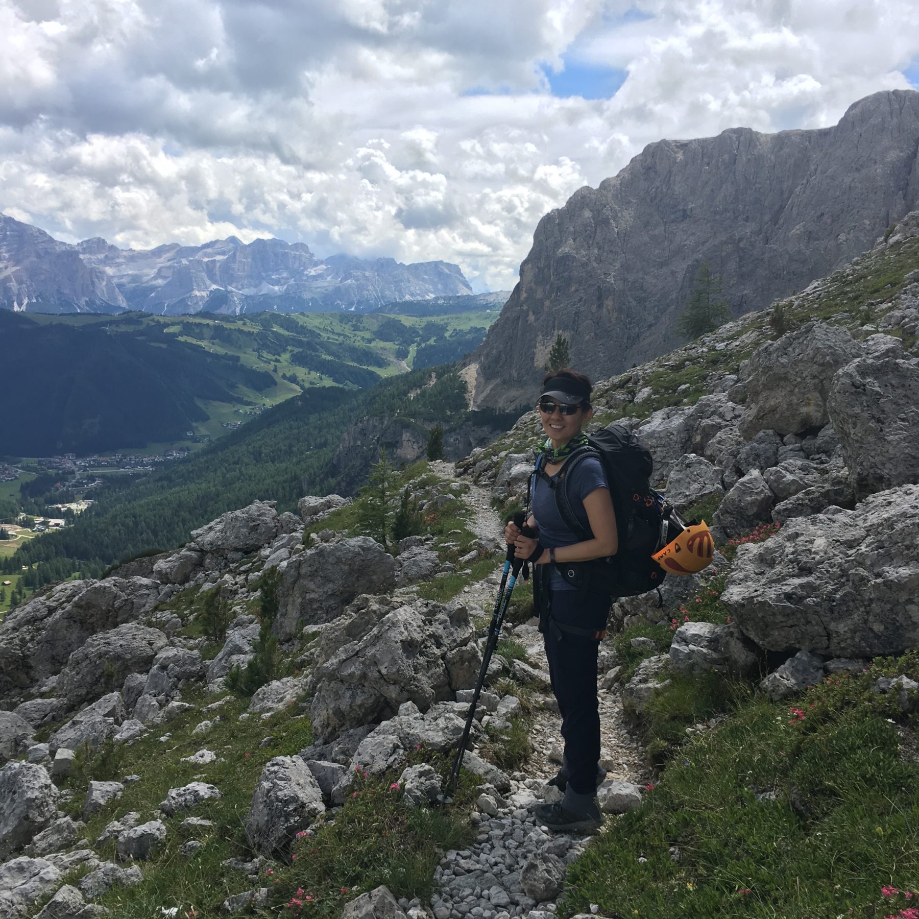 Dolomites, Italy - It was a short walk to the start of the Via Ferrata Tridentina, but we stopped to enjoy the view of the town and mountains beyond. Dolomites, Italy - It was a short walk to the start of the Via Ferrata Tridentina, but we stopped to enjoy the view of the town and mountains beyond.
