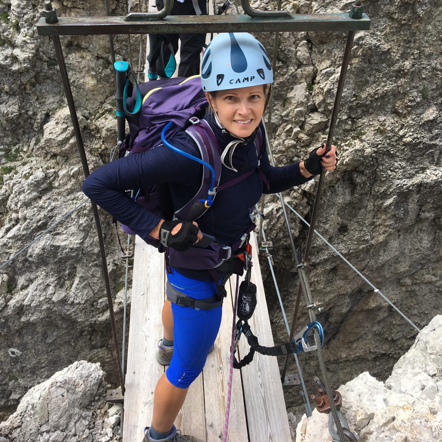 Dolomites, Italy - We’ve come this far…it’s cross the bridge or climb all the way down. Dolomites, Italy - We’ve come this far…it’s cross the bridge or climb all the way down.