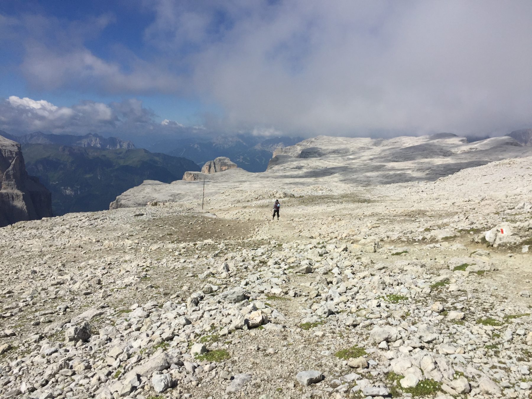 Dolomites, Italy - Dawn surveys our next leg, scanning the landscape for the Rifugio Boè, once managed by our guide Marika’s parents. Dolomites, Italy - Dawn surveys our next leg, scanning the landscape for the Rifugio Boè, once managed by our guide Marika’s parents.