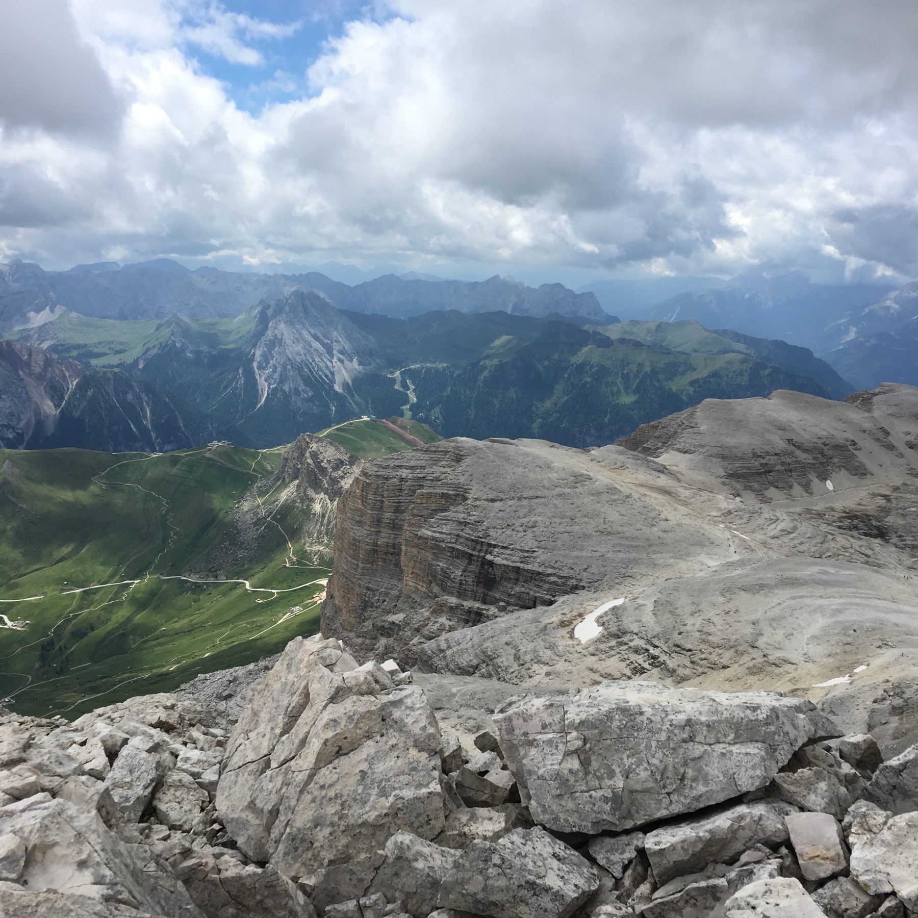 Dolomites, Italy - Our route had been carefully chosen by Patty and Marika, and it was time for a special diversion. We left the Piz Boè summit not in the direction of the lift, but to the northeast, toward a very special rifugio. Dolomites, Italy - Our route had been carefully chosen by Patty and Marika, and it was time for a special diversion. We left the Piz Boè summit not in the direction of the lift, but to the northeast, toward a very special rifugio.