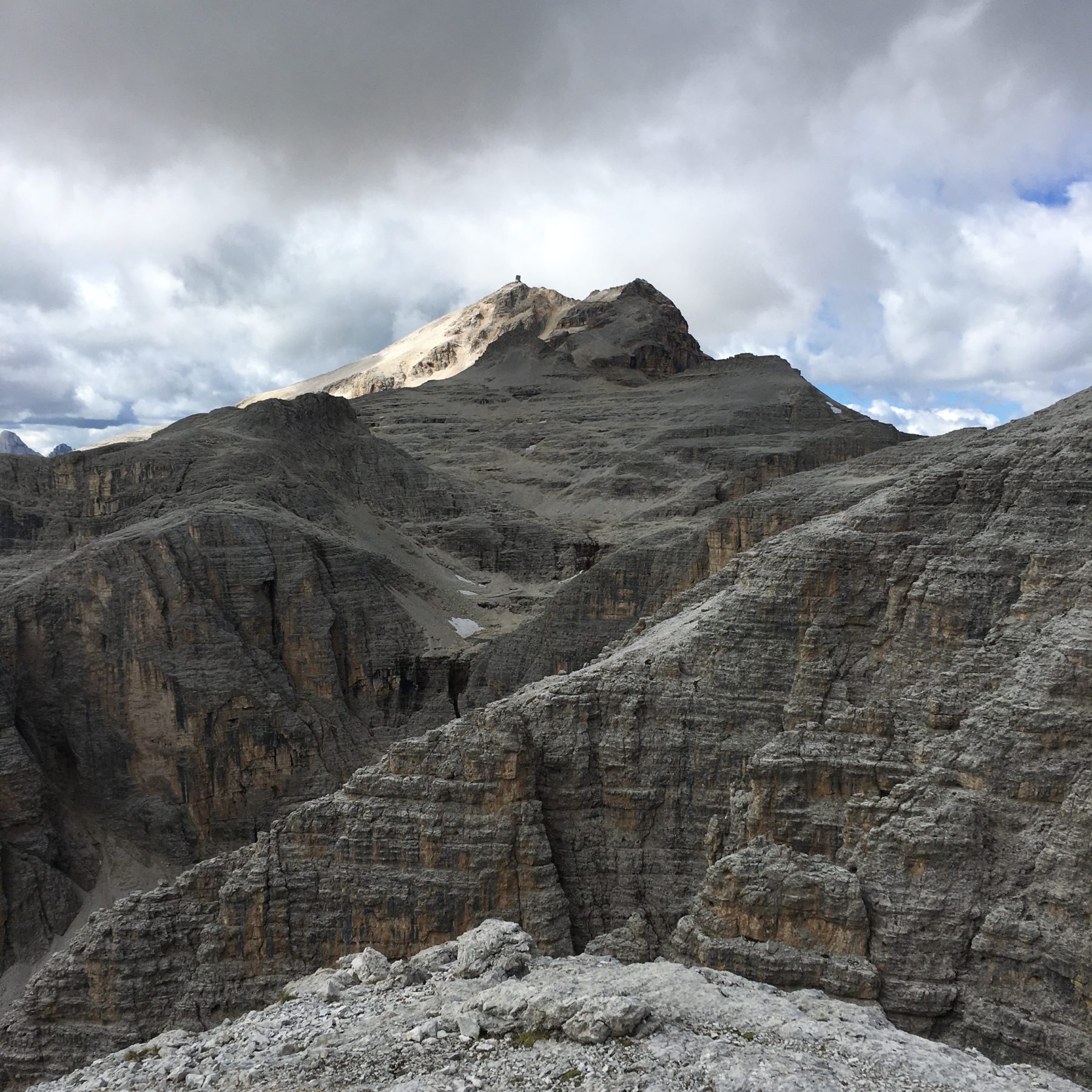 Dolomites, Italy - This is a view back towards Piz Boè from the top of Ferrata Piz da Lech. Dolomites, Italy - This is a view back towards Piz Boè from the top of Ferrata Piz da Lech.