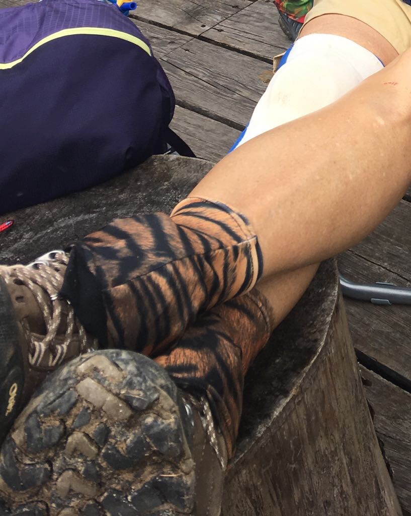 Dolomites, Italy - Missy picked a WILD pattern for her Dirty Girl gaiters.