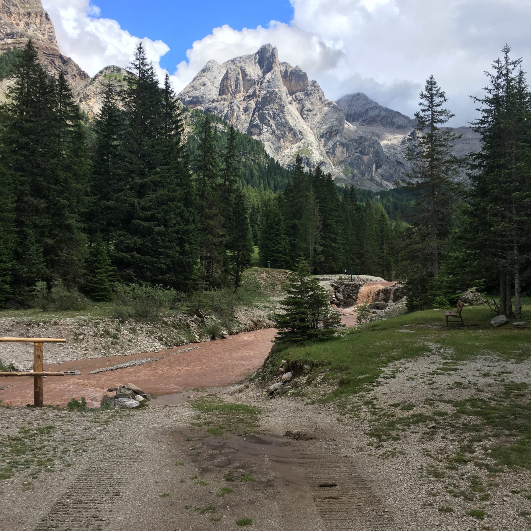 Dolomites, Italy - The Contrin River was running fast. It made me think of the chocolate river in Willy Wonka’s Chocolate Factory. Dolomites, Italy - The Contrin River was running fast. It made me think of the chocolate river in Willy Wonka’s Chocolate Factory.