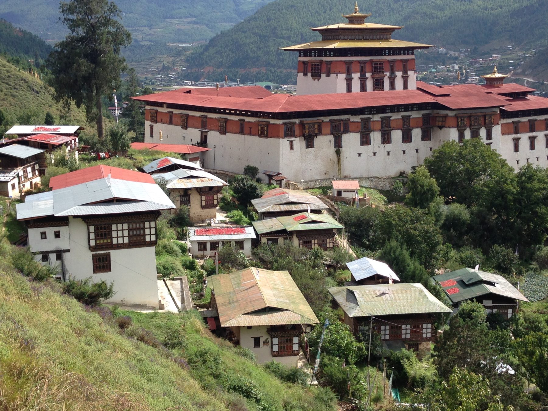 Bhutan Dagala Trek - We were eager to explore Paro and the Rinpung Dzong did not disappoint. This is classic Bhutanese architecture and was once a monastery and fortress. Now it is the Paro government offices. Bhutan Dagala Trek - We were eager to explore Paro and the Rinpung Dzong did not disappoint. This is classic Bhutanese architecture and was once a monastery and fortress. Now it is the Paro government offices.