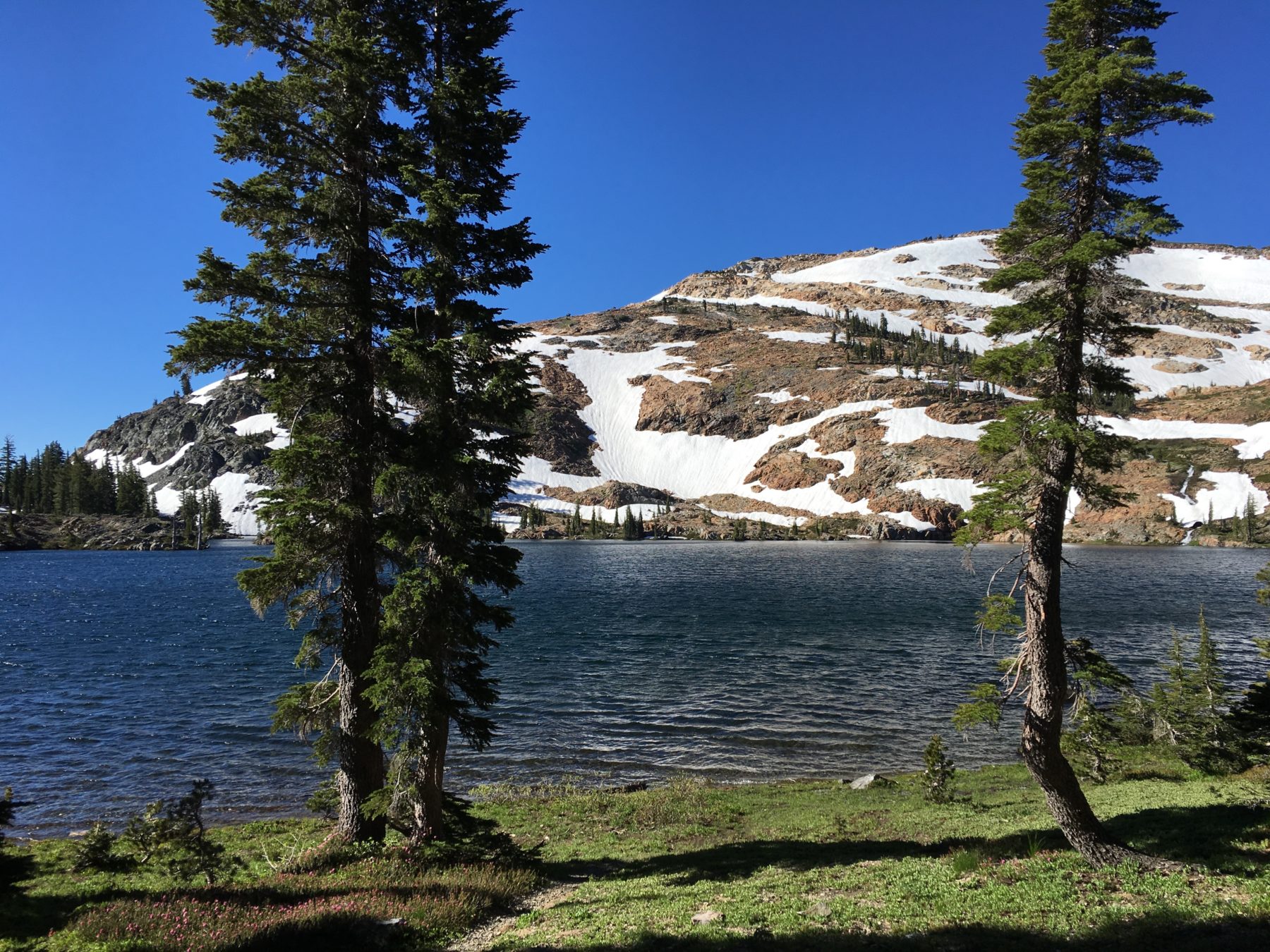 Desolation Wilderness California - After another night of howling winds and very restless sleep, we wake up in the morning to this beautiful sight of Lake Lois! Desolation Wilderness California - After another night of howling winds and very restless sleep, we wake up in the morning to this beautiful sight of Lake Lois!