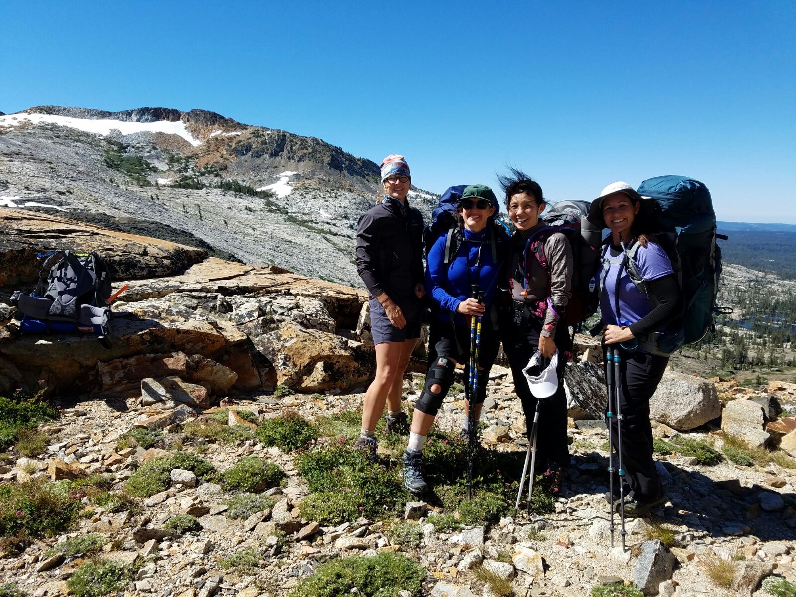Desolation Wilderness California - Jenny took her hat off so you could see just how powerfully windy it was. It was difficult to breathe. Desolation Wilderness California - Jenny took her hat off so you could see just how powerfully windy it was. It was difficult to breathe.