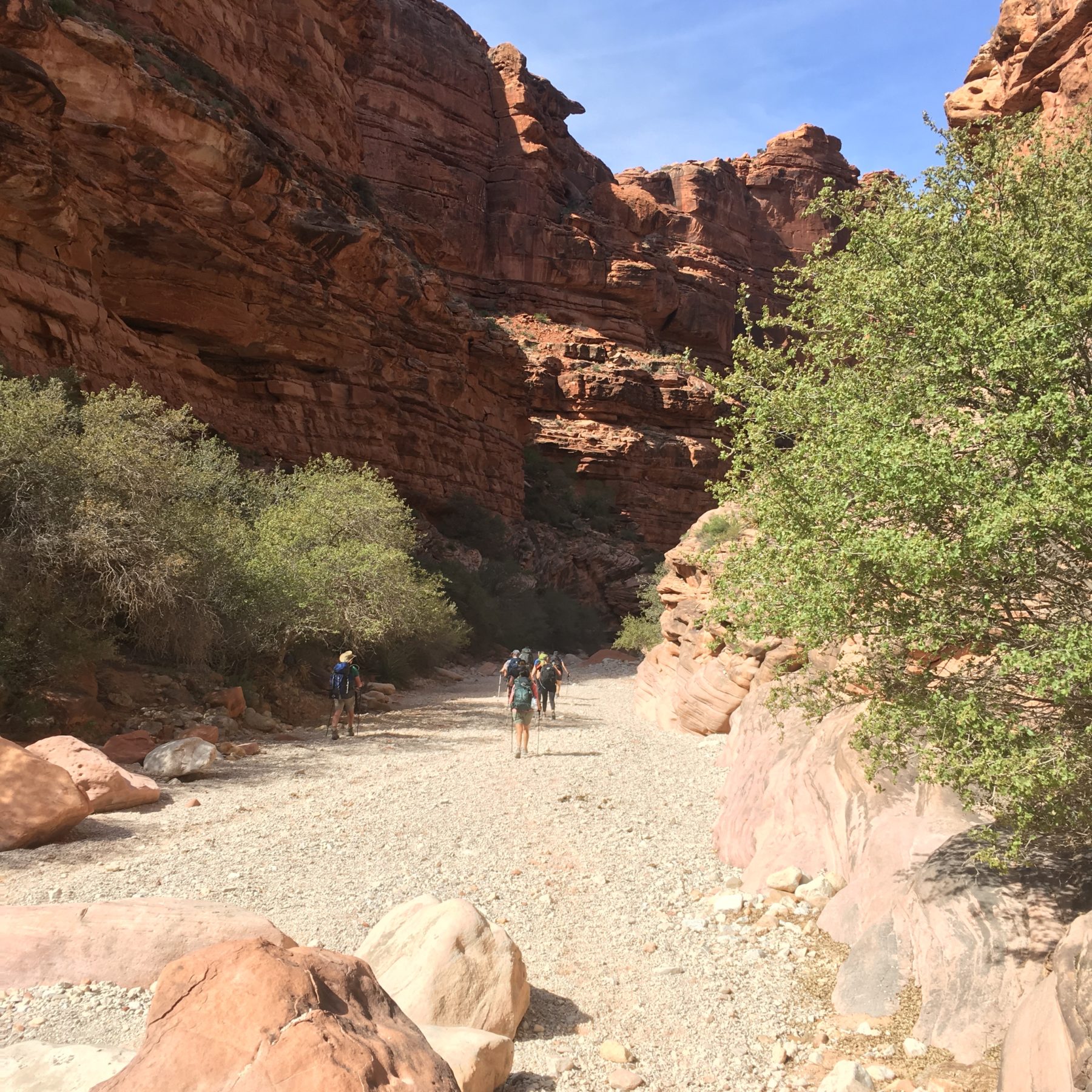 Havasupai - The high canyon walls provide some much-needed shade after hiking in the punishing sun. Havasupai - The high canyon walls provide some much-needed shade after hiking in the punishing sun.