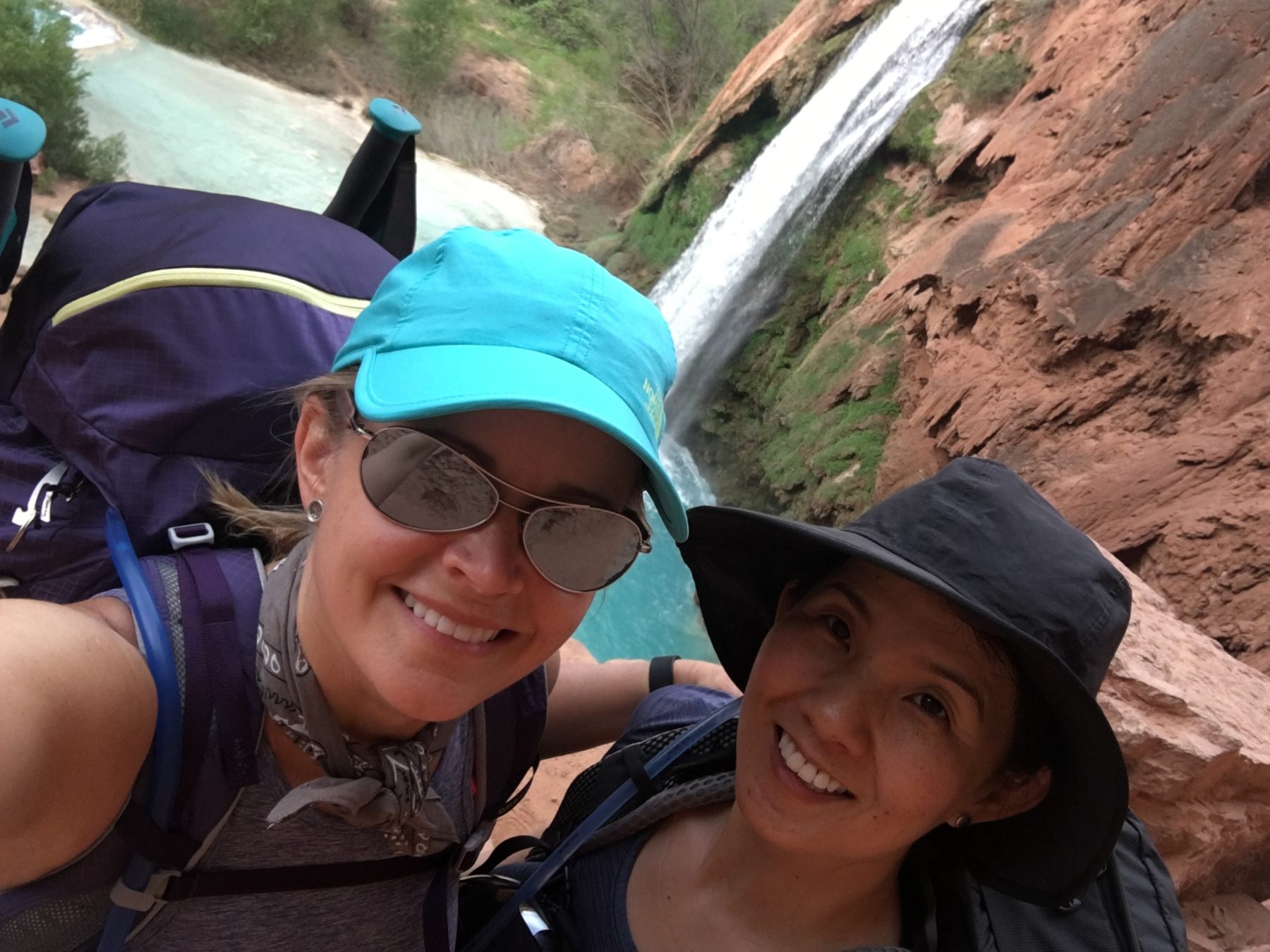 Havasupai - Our overeager attempt at a waterfall selfie–we will try again later. Havasupai - Our overeager attempt at a waterfall selfie–we will try again later.