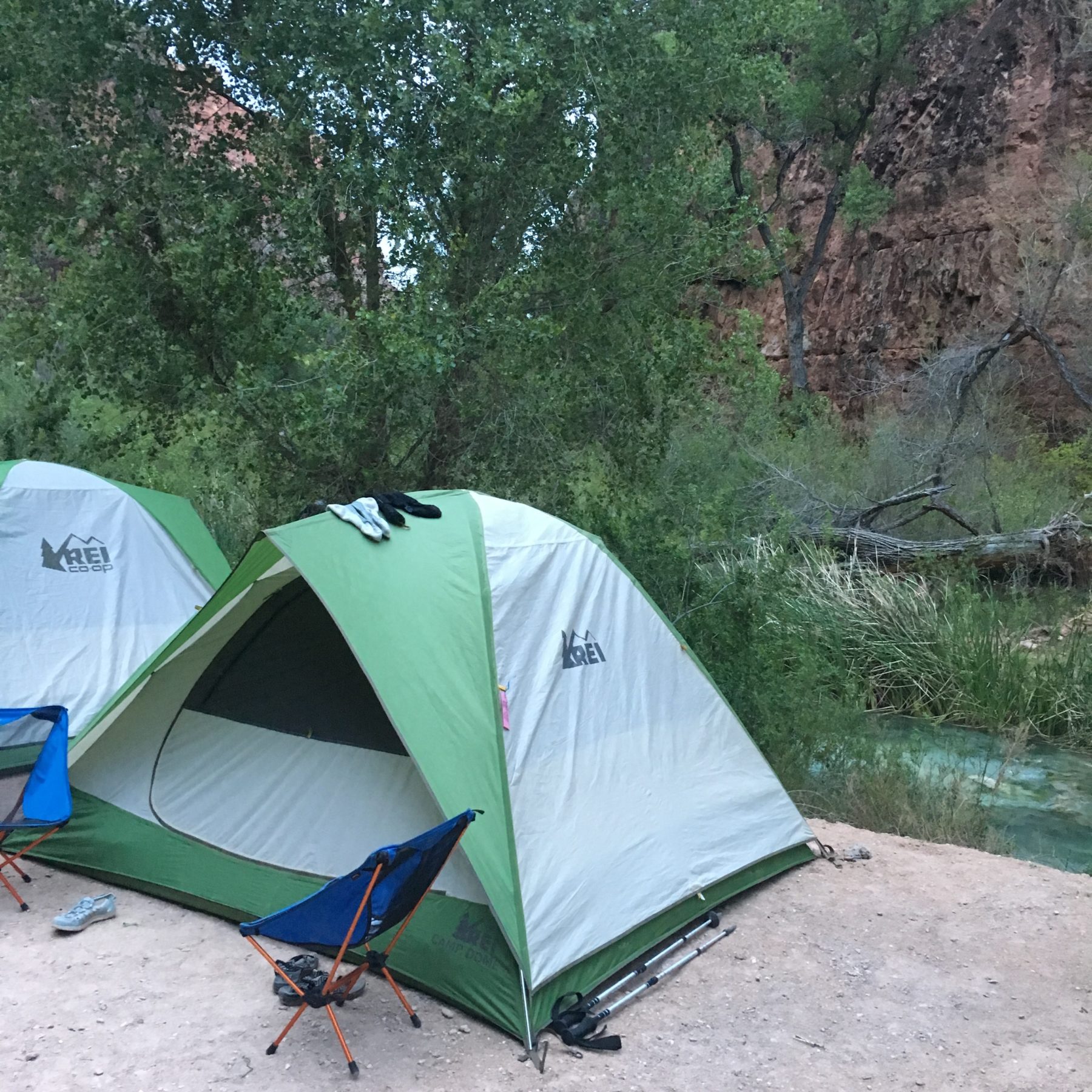 Havasupai - Location, location, location. A campsite right by the creek is prime real estate. Havasupai - Location, location, location. A campsite right by the creek is prime real estate.