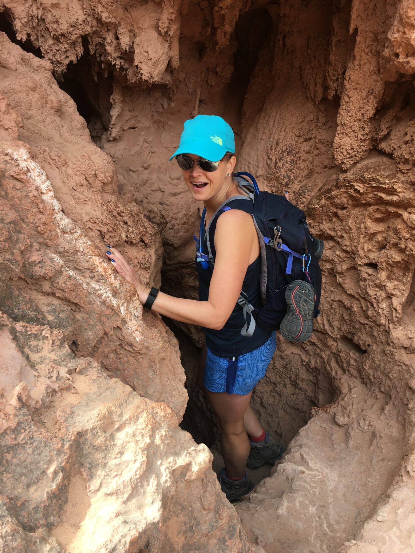 Havasupai - Access to Mooney Falls is a very tight squeeze through tunnels cut through the canyon walls by early 20th century miners Havasupai - Access to Mooney Falls is a very tight squeeze through tunnels cut through the canyon walls by early 20th century miners