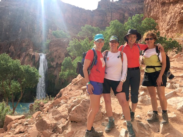 Havasupai - Dagmara, Karen, Jenny and Missy alongside Havasu Falls. Havasupai - Dagmara, Karen, Jenny and Missy alongside Havasu Falls.
