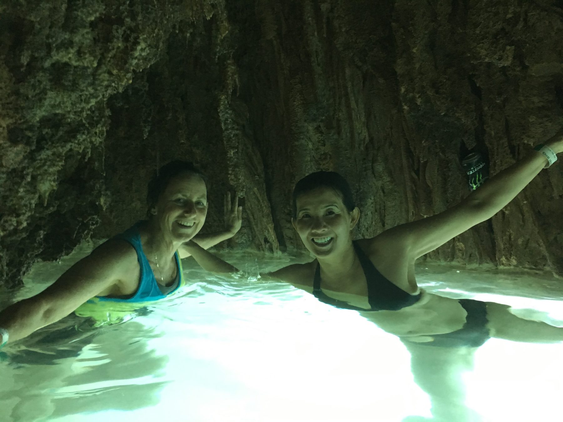 Havasupai - We would not have been able to see the opening to a cave hidden behind a waterfall without a hand extended by our guides. Havasupai - We would not have been able to see the opening to a cave hidden behind a waterfall without a hand extended by our guides.