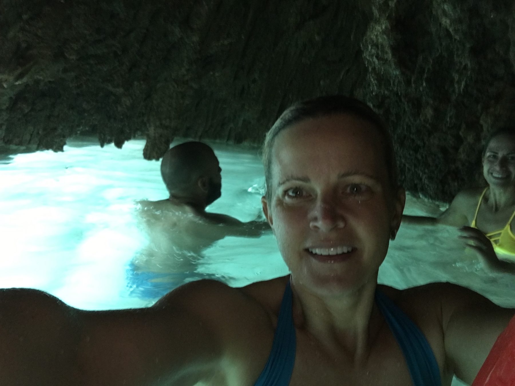 Havasupai - We swam towards the base of the waterfall and held our breath against the spray from the waterfall and dove underneath to reach this cave behind the waterfall. This was a transformative experience for me. I have a claustrophobic fear of underwater caves. Havasupai - We swam towards the base of the waterfall and held our breath against the spray from the waterfall and dove underneath to reach this cave behind the waterfall. This was a transformative experience for me. I have a claustrophobic fear of underwater caves.