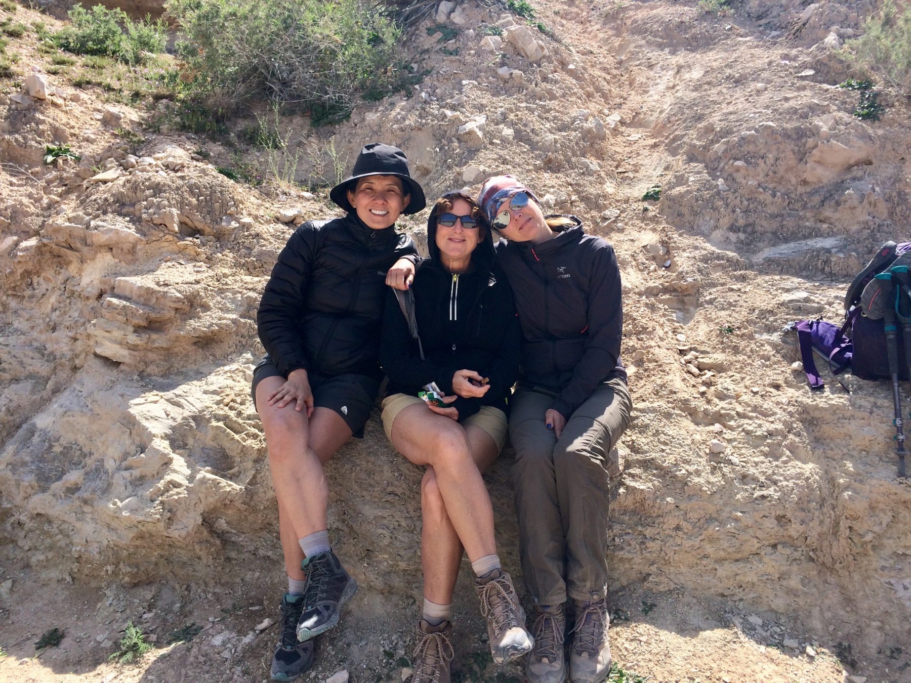 Havasupai - The last mile out of the Grand Canyon was grueling. Jenny, Missy and Dagmara rest while waiting for the others. Havasupai - The last mile out of the Grand Canyon was grueling. Jenny, Missy and Dagmara rest while waiting for the others.