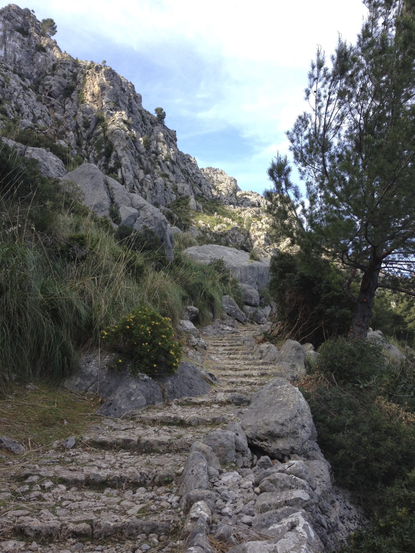 Mallorca, Spain - These cobbled steps take us further towards the towering mountains of Serra de Tramuntana. Mallorca, Spain - These cobbled steps take us further towards the towering mountains of Serra de Tramuntana.